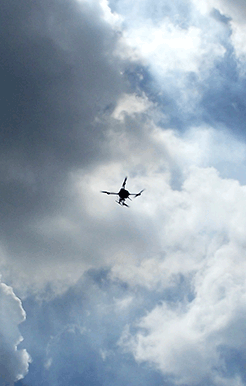 quadcopter drone in flight